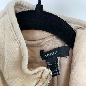 NWT FOREVER 21 QUILTED ZIP UP JACKET Taupe Free People Dolman Style - Size S